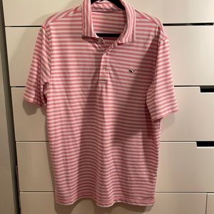 Men’s Vineyard Vines Pink and White Polo